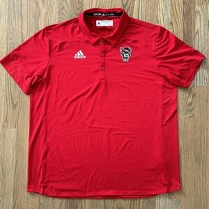 Adidas NC State Wolfpack Polo Shirt sz 2XL Coach Aeroready Red Mesh Football